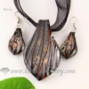 leaf foil venetian murano glass pendants and earrings jewelry black