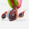 leaf foil venetian murano glass pendants and earrings jewelry light red