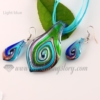 leaf foil venetian murano glass pendants and earrings jewelry light blue