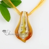 leaf glitter lampwork murano italian venetian handmade glass necklaces pendants yellow