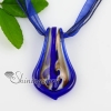 leaf glitter lampwork murano italian venetian handmade glass necklaces pendants dark blue