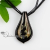leaf glitter lampwork murano italian venetian handmade glass necklaces pendants black