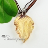 leaf glitter with lines handmade murano glass pendants necklaces design B