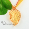leaf glitter with lines handmade murano glass pendants necklaces design C