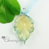leaf glitter with lines handmade murano glass pendants necklaces design F