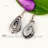 leaf swirled foil lampwork murano glass earrings jewelry black