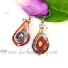 leaf swirled foil lampwork murano glass earrings jewelry red