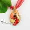 leaf swirled pattern glitter handmade murano glass necklaces pendants design B