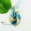 leaf swirled pattern glitter handmade murano glass necklaces pendants design F