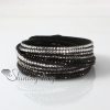 leather crystal rhinestone multi layer rainbow color snap wrap slake bracelets design A