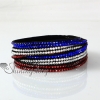 leather crystal rhinestone multi layer rainbow color snap wrap slake bracelets design C