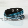 leather crystal rhinestone multi layer rainbow color snap wrap slake bracelets design D