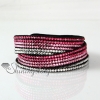 leather crystal rhinestone multi layer rainbow color snap wrap slake bracelets design E