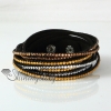 leather crystal rhinestone multi layer rainbow color snap wrap slake bracelets design F