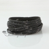 leather crystal rhinestone multi layer snap wrap slake bracelets design A