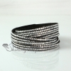 leather crystal rhinestone multi layer snap wrap slake bracelets design J