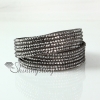 leather crystal rhinestone multi layer snap wrap slake bracelets design K