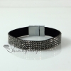leather crystal rhinestone snap wrap slake bracelets design B
