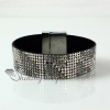 leather crystal rhinestone snap wrap bracelets design A