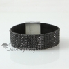 leather crystal rhinestone snap wrap bracelets design K