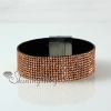leather crystal rhinestone snap wrap bracelets design E