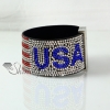 leather crystal rhinestone uk usa flag snap wrap slake bracelets design A