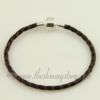 leather european bracelets fit for big hole charms beads brown