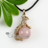leopard ball turn tigereye rose quartz agate semi precious stone rhinestone necklaces pendants design A