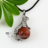 leopard ball turn tigereye rose quartz agate semi precious stone rhinestone necklaces pendants design D