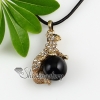 leopard ball turn tigereye rose quartz agate semi precious stone rhinestone necklaces pendants design E