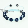 light blue cord macrame disco glitter ball pave beads bracelets design C