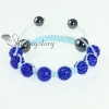 light blue cord macrame disco glitter ball pave beads bracelets design A