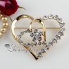 love heart rhinestone scarf brooch pin jewelry gold