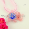 luminous elephant lampwork murano glass necklaces pendants jewelry pink