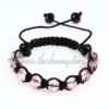 macrame faced glass crystal beads bracelets jewelry armband pink