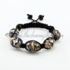 macrame glitter lampwork glass bracelets ball jewelry blue