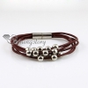 magnetic buckle glitter ball beaded bracelets snap wrap bracelets genuine leather design A