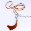 mala beads wholesale semi precious stone 108 mala bead necklace with tassel healing jewelry hamsa hand necklace design F