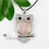 night owl tigereye agate rose quartz amethyst jade semi precious stone necklaces pendants design J