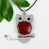 night owl tigereye agate rose quartz amethyst jade semi precious stone necklaces pendants design D