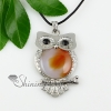 night owl tigereye agate rose quartz amethyst jade semi precious stone necklaces pendants design G