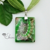 oblong glitter swirled pattern silver foil lampwork murano italian venetian handmade glass necklaces pendants green