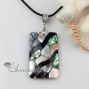 oblong patchwork sea water rainbow abalone penguin black oyster shell mother of pearl necklaces pendants design D
