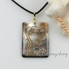 oblong sea water black oyster shell mother of pearl goldleaf pendatns leather necklace jewelry design A