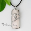 oblong semi precious stone rose quartz tiger's-eye and crystal rhinestone necklaces pendants design C