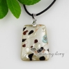 oblong silver foil glitter lampwork glass necklaces with pendants white