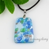 oblong silver foil glitter lampwork glass necklaces with pendants blue