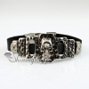oblong skull fleur de lis snap wrap bracelets genuine leather design A