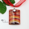 oblong with lines silver foil lampwork murano italian venetian handmade glass necklaces pendants red