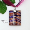 oblong with lines silver foil lampwork murano italian venetian handmade glass necklaces pendants purple